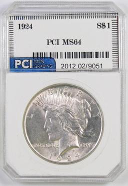 1924 P Peace Silver Dollar (PCI) MS64.