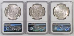 Lot of (3) Morgan Silver Dollars all (NGC) MS63.