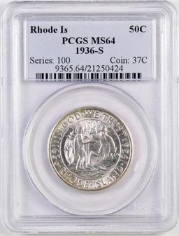 1936 S Rhode Island Commemorative Silver Half Dollar (PCGS) MS64.