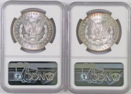 Lot of (2) 1887 P Morgan Silver Dollars (NGC) MS63 & MS64.