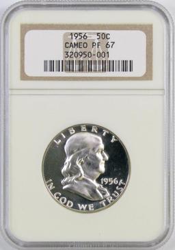 1956 P Franklin Silver Half Dollar (NGC) PF67 Cameo.