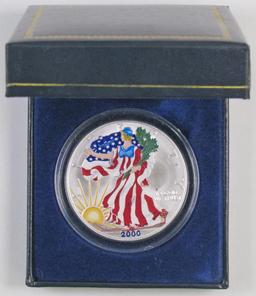 2000 American Silver Eagle Colorized One Ounce Silver Round.