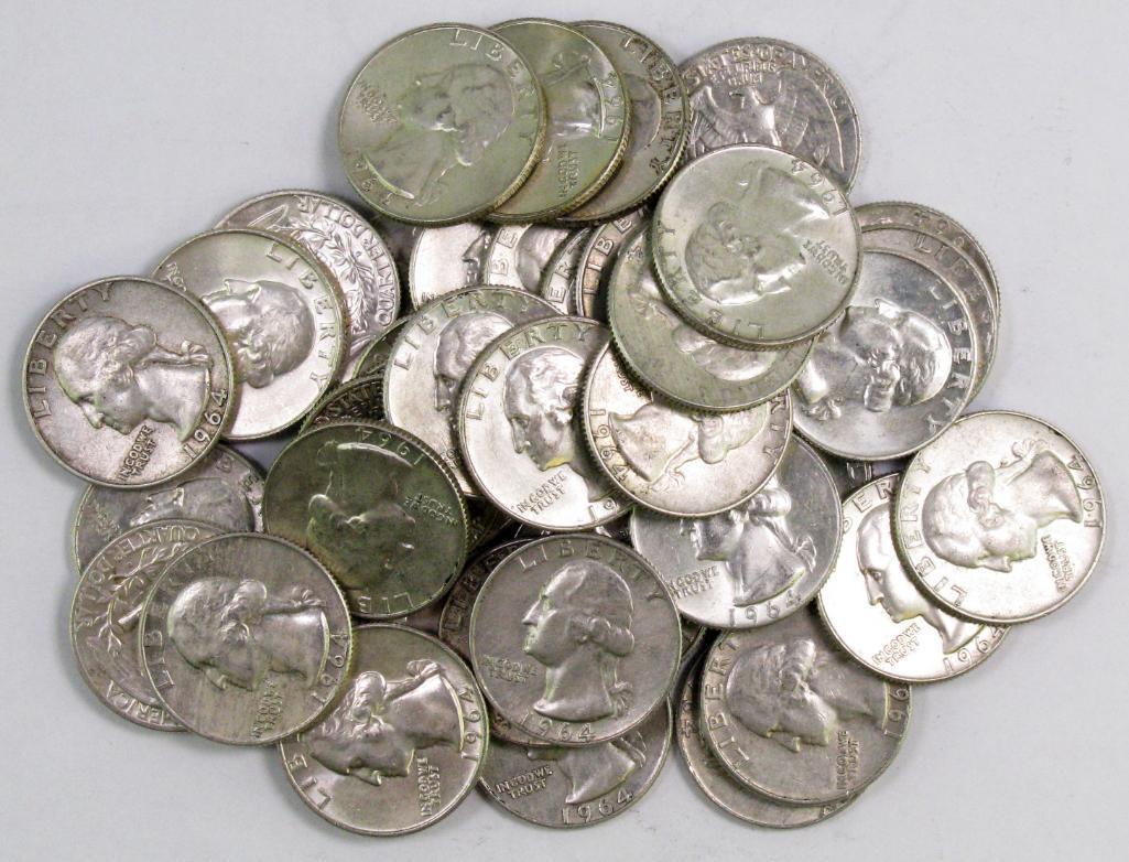 Lot of (40) 1964 D Washington Silver Quarters
