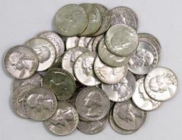 Lot of (40) 1964 D Washington Silver Quarters