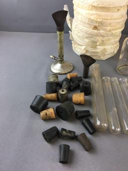 Group of Pyrex Beakers, Test tubes, Pyrex Covers and more