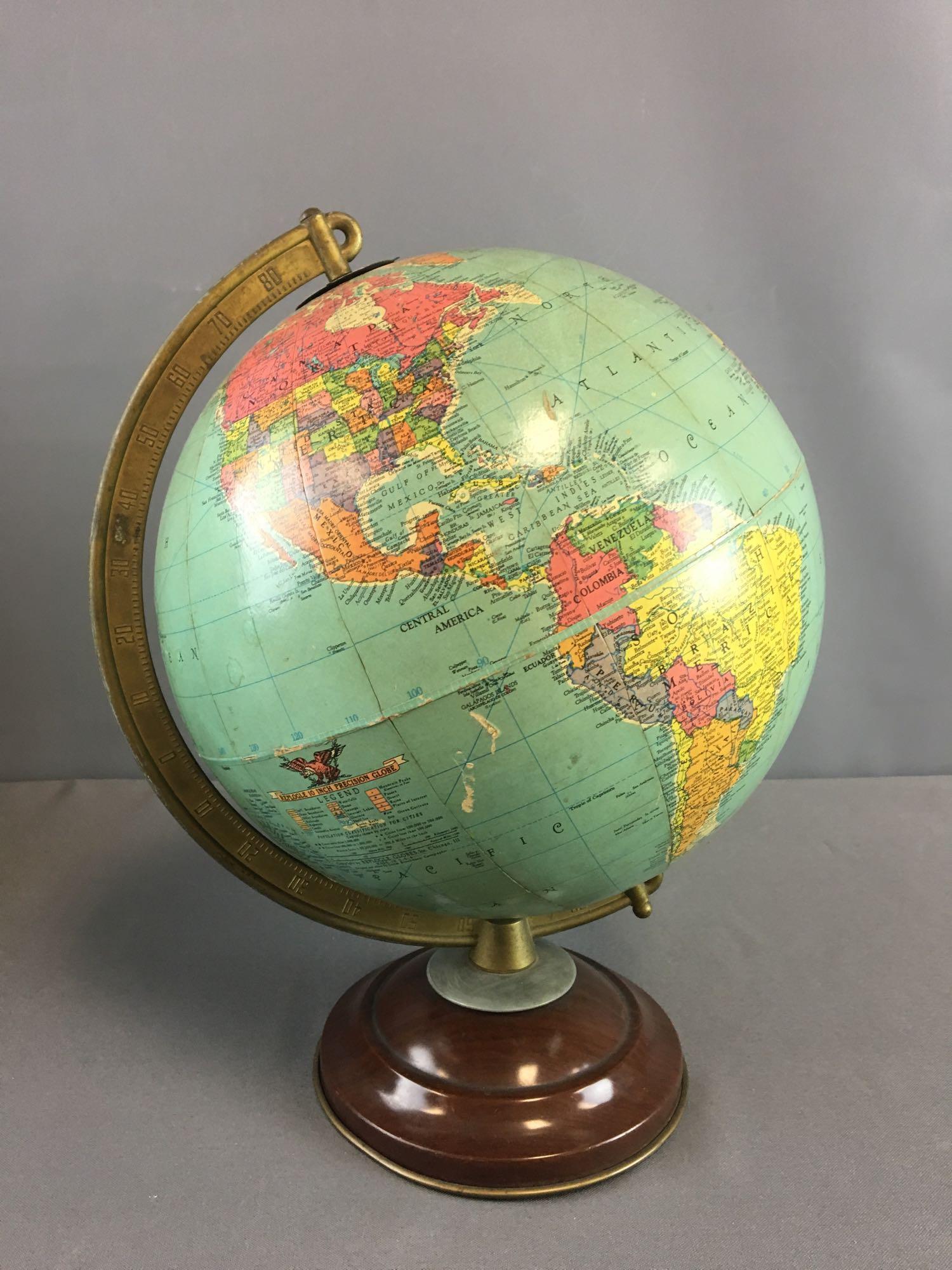 Vintage 10 Inch Replogle Precision Globe
