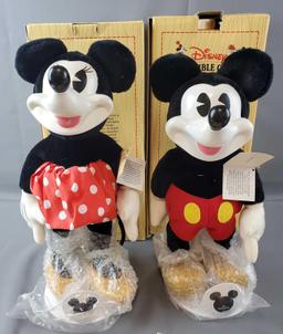 Disney Micky and Minnie Mouse Collectible Classics Woodsculpt Series Plush Dolls
