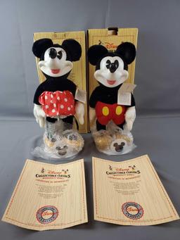 Disney Micky and Minnie Mouse Collectible Classics Woodsculpt Series Plush Dolls