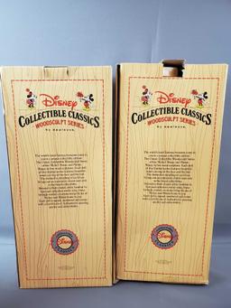 Disney Micky and Minnie Mouse Collectible Classics Woodsculpt Series Plush Dolls