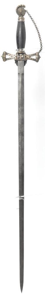 Identified Antique Masonic Templar Knight Ceremonial Sword with Scabbard