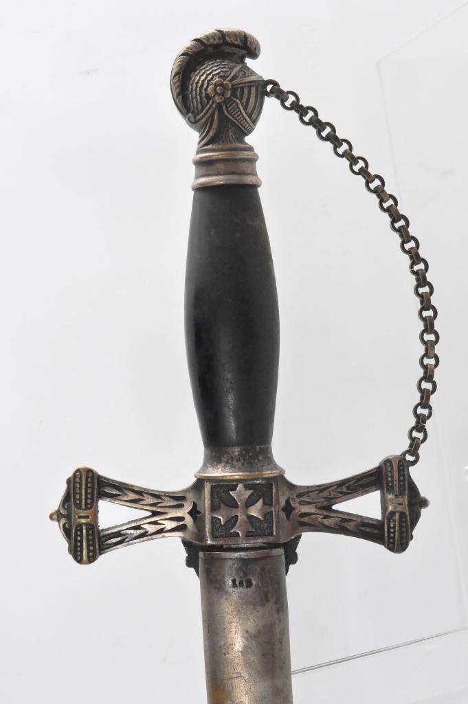Identified Antique Masonic Templar Knight Ceremonial Sword with Scabbard