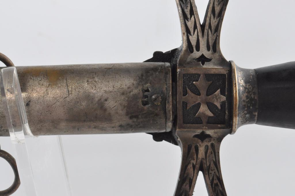 Identified Antique Masonic Templar Knight Ceremonial Sword with Scabbard
