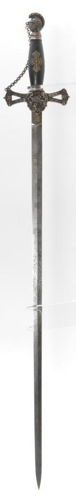 Identified Antique Masonic Templar Knight Ceremonial Sword with Scabbard