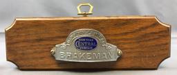 New York Central System Brakeman Hat badge plaque
