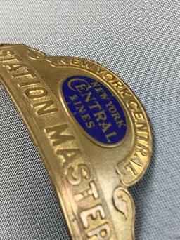 Vintage New York Central Lines station master hat badge