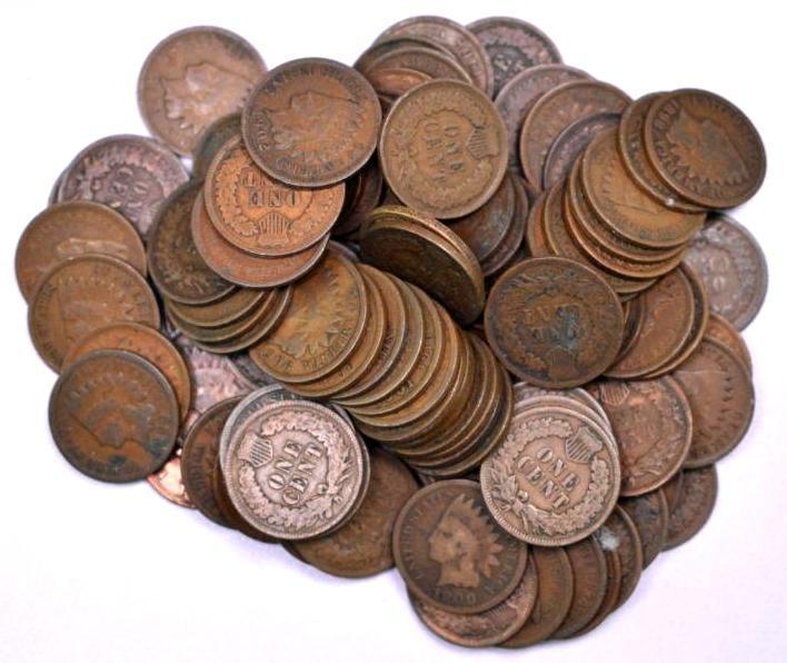 Group of (100) Indian Head Cents.