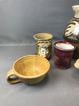 Group of 8 : Pottery Items - Bowls, Pitcher, and Mug