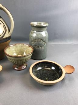 Group of 8 : Pottery Items - Bowls, Pitcher, and Mug