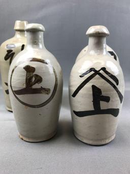 Group of 4 : Antique Asain Sake Stoneware Jugs