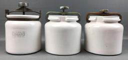 Group of 3 : Vintage Ball Mill Jars w/ Locking Tops