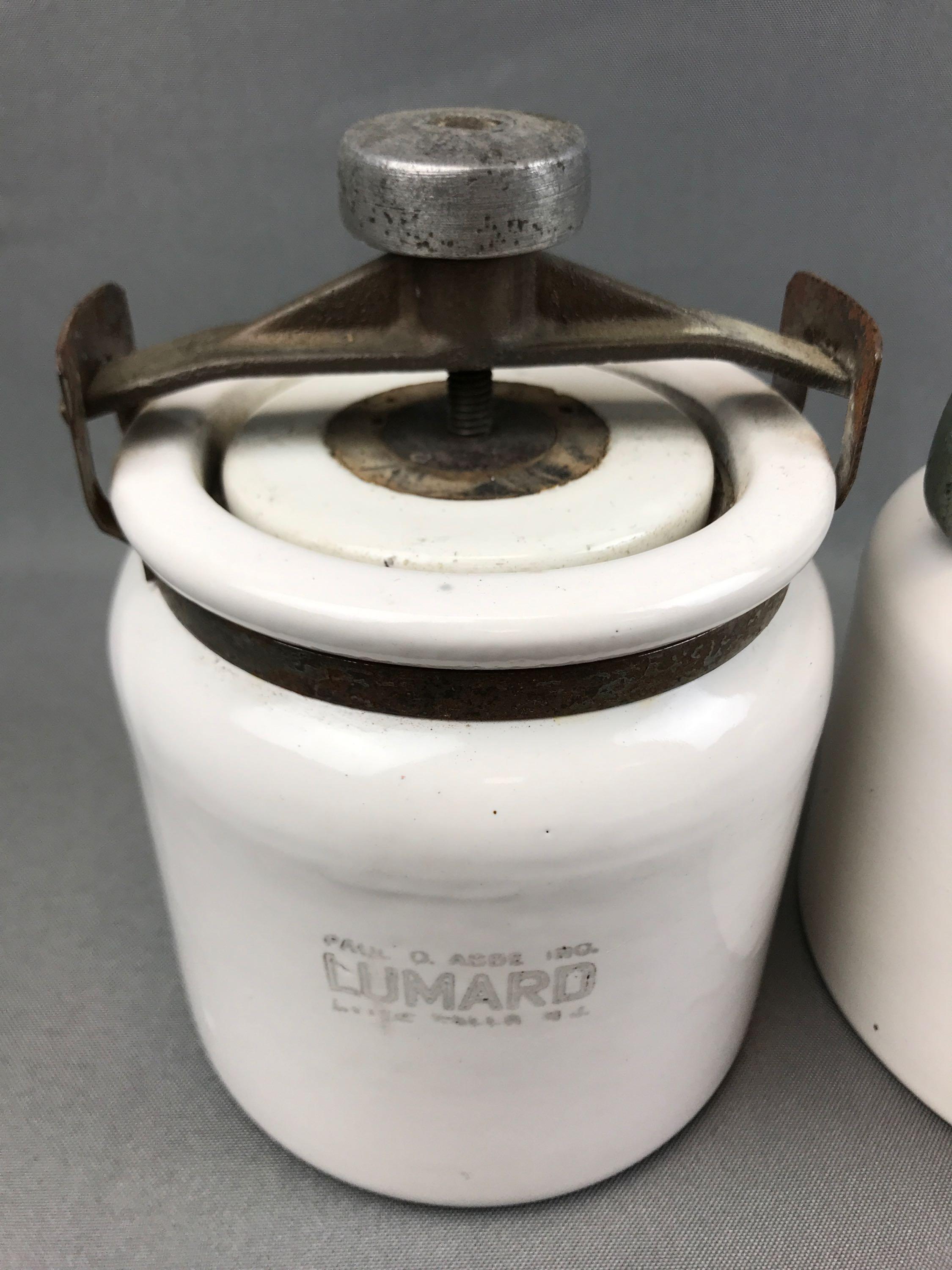 Group of 3 : Vintage Ball Mill Jars w/ Locking Tops