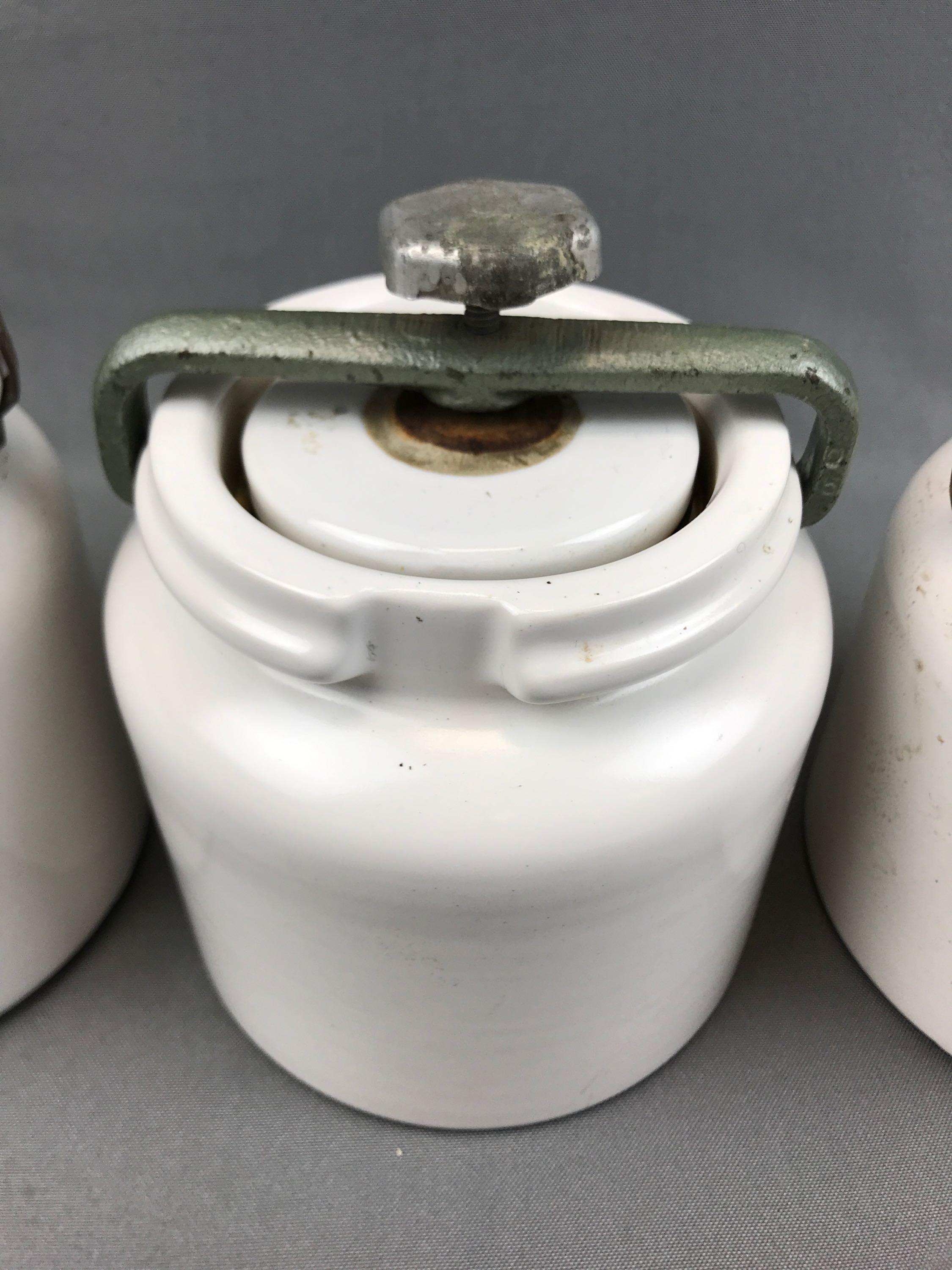 Group of 3 : Vintage Ball Mill Jars w/ Locking Tops