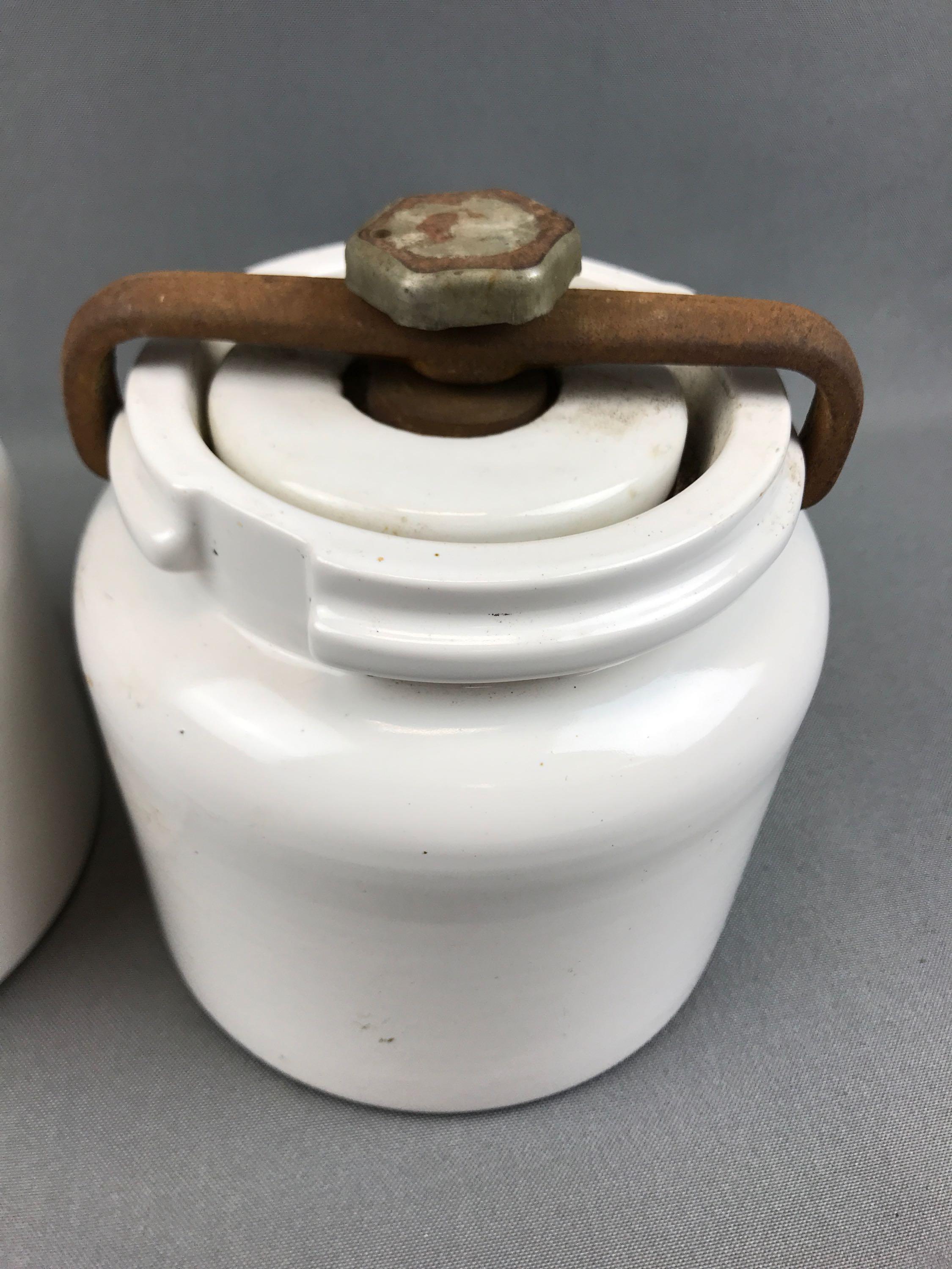 Group of 3 : Vintage Ball Mill Jars w/ Locking Tops