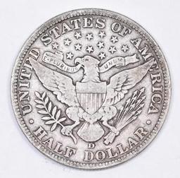 1911 D Barber Silver Half Dollar.