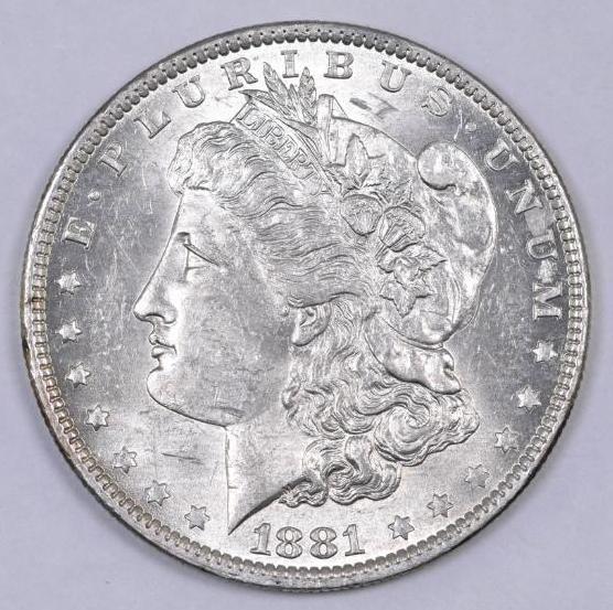 1881 O Morgan Silver Dollar.