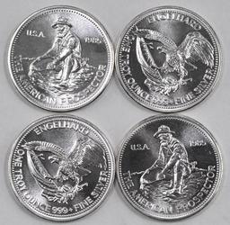 Group of (4) Engelhard Prospector .999 Fine Silver Rounds.
