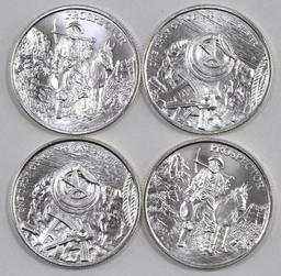 Group of (4) Prospector Design 1oz. .999 Fine Silver Rounds.