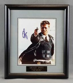 Signed framed Brad Pitt Seven photograph