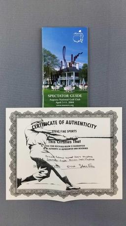 Arnold Palmer signed Masters spectator guide