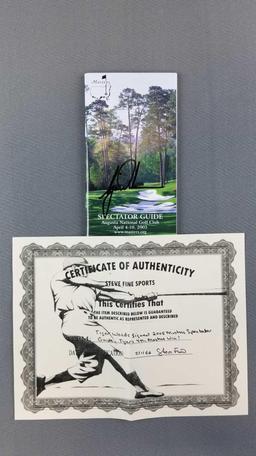 Tiger Woods signed Masters spectator guide