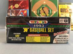 Group of 11 pieces assorted MLB card sets, game