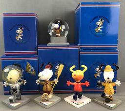 Group of 5 Westland Giftware Peanuts on Parade Snoopy Figurines in original packaging