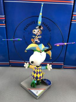Group of 5 Westland Giftware Peanuts on Parade Snoopy figurines in original packaging