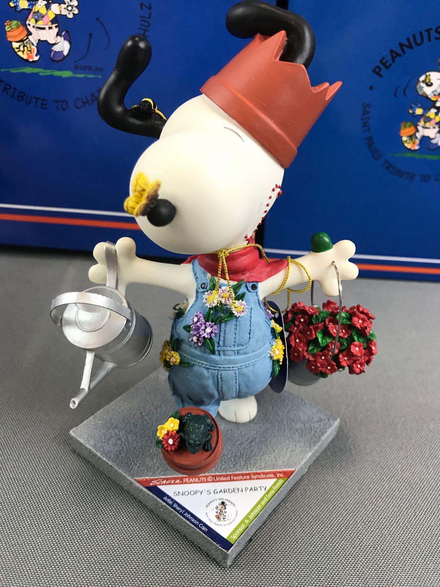 Group of 5 Westland Giftware Peanuts on Parade Snoopy figurines in original packaging