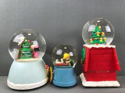 Group of 3 assorted Peanuts Musical Water Globes