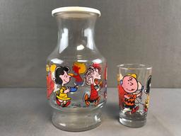 5 piece vintage Peanuts Gang Juice Set in original box