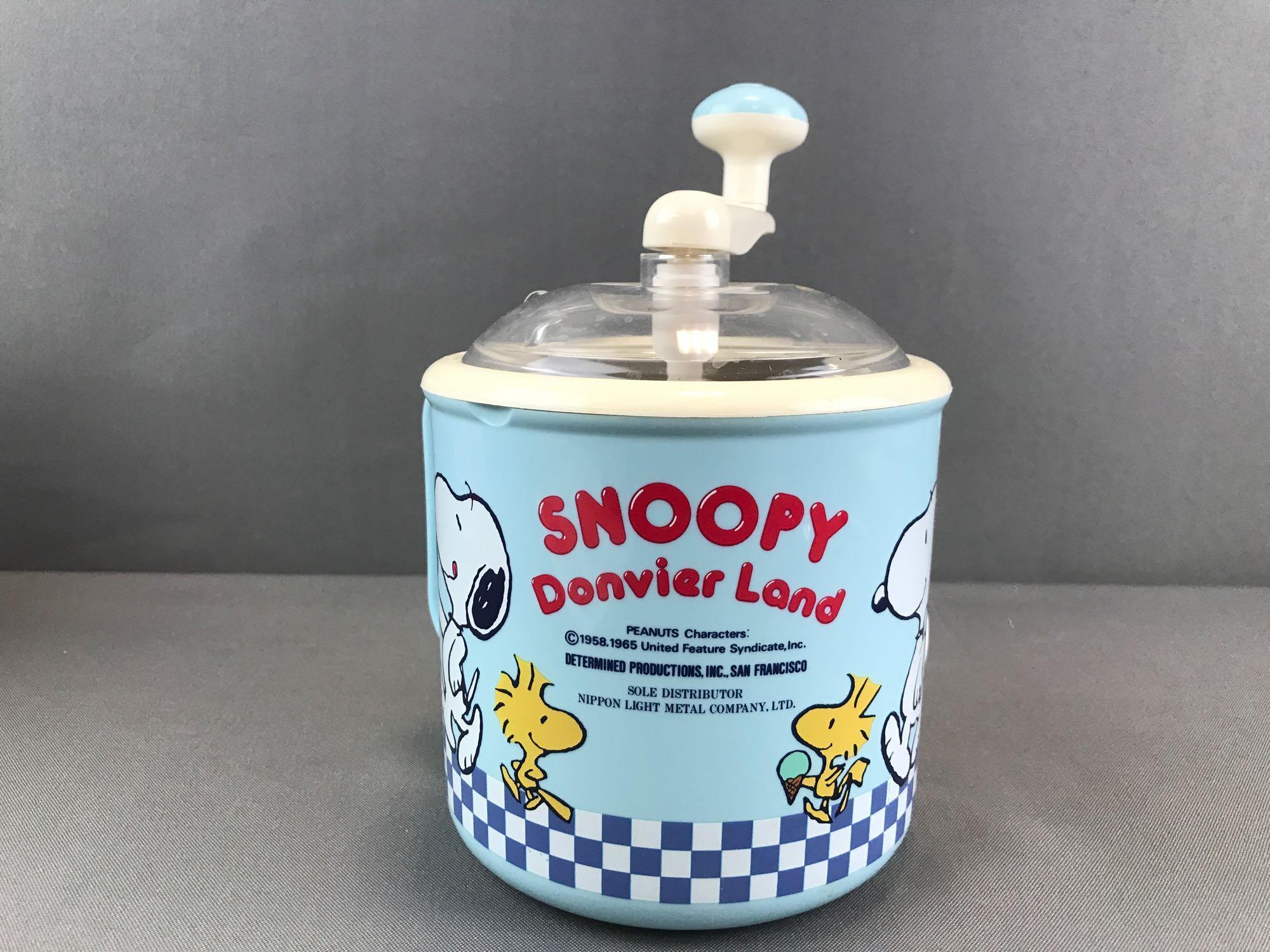 Vintage Donvier Land Snoopy Ice Cream Maker in original packaging-blue
