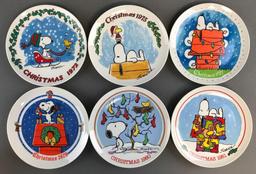Group of 6 Schmid Peanuts Snoopy Christmas porcelain collector plates
