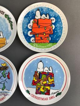 Group of 6 Schmid Peanuts Snoopy Christmas porcelain collector plates