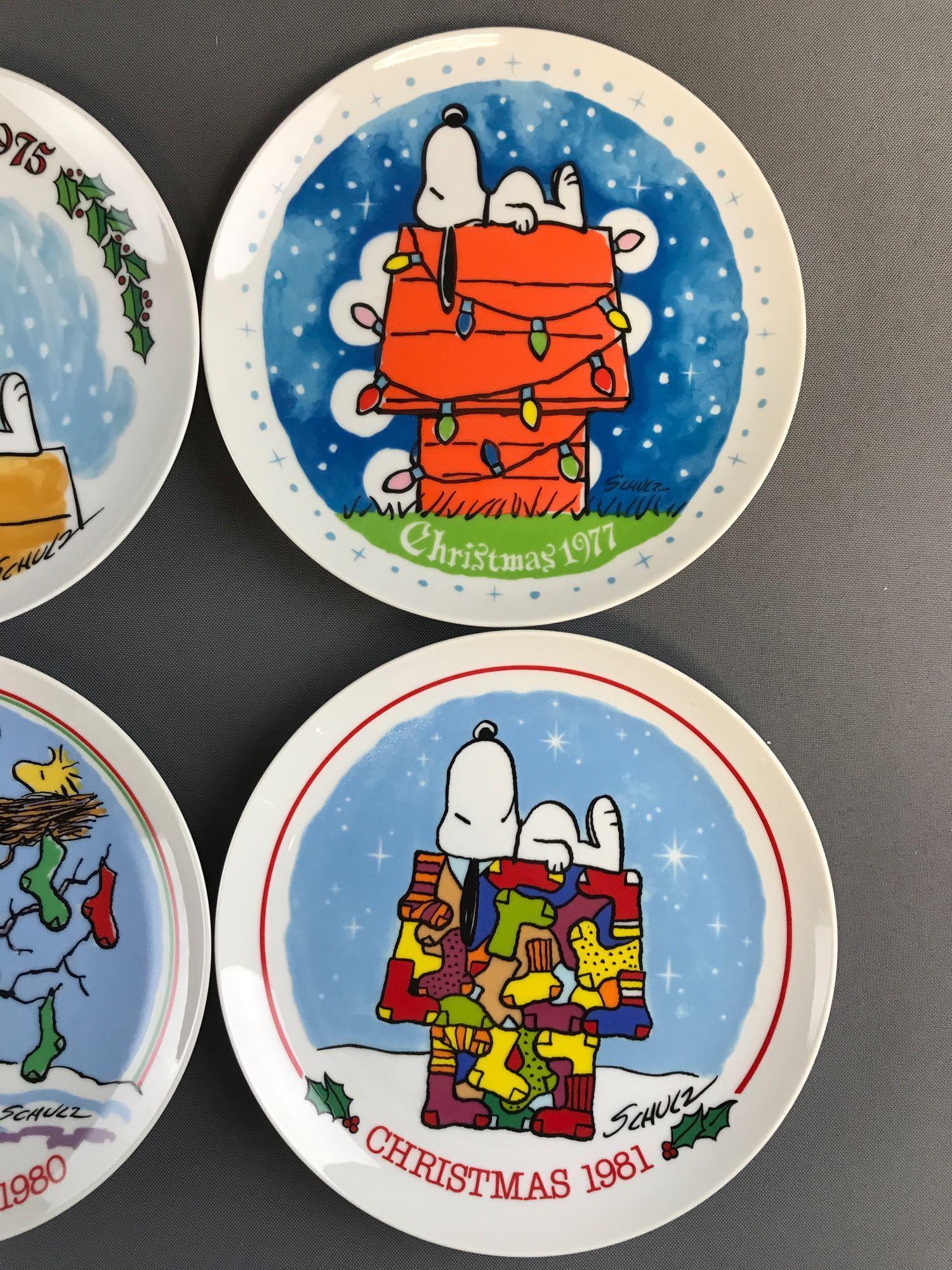 Group of 6 Schmid Peanuts Snoopy Christmas porcelain collector plates