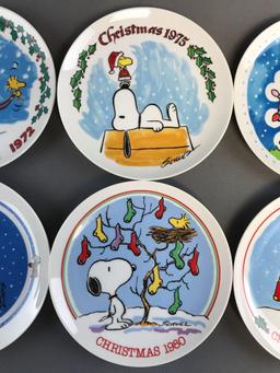 Group of 6 Schmid Peanuts Snoopy Christmas porcelain collector plates
