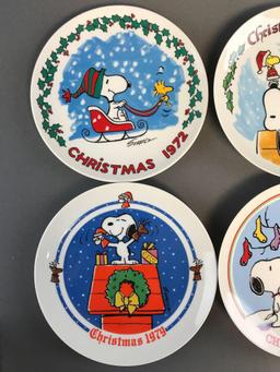 Group of 6 Schmid Peanuts Snoopy Christmas porcelain collector plates