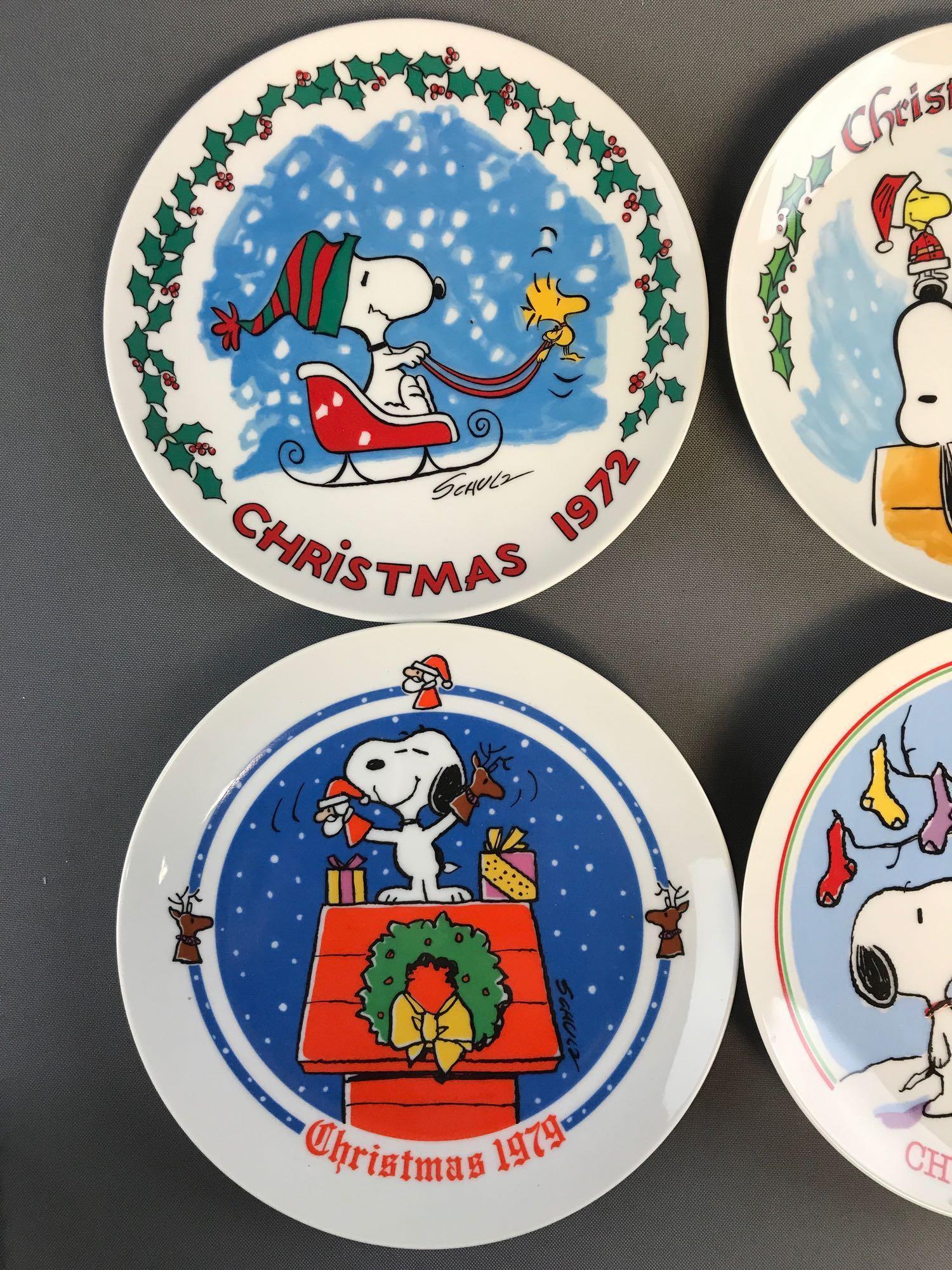 Group of 6 Schmid Peanuts Snoopy Christmas porcelain collector plates