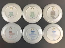 Group of 6 Schmid Peanuts Snoopy Christmas porcelain collector plates