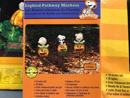 Group of 5 Peanuts Halloween Lighted Yard Art Sculptures in original boxes