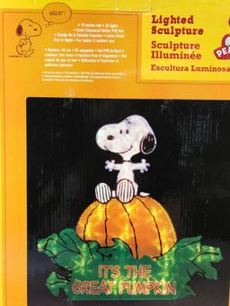 Group of 5 Peanuts Halloween Lighted Yard Art Sculptures in original boxes